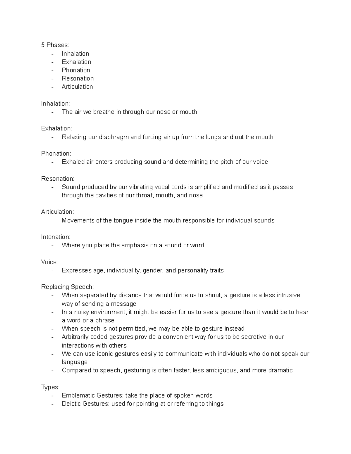 Voice and Gesture - 5 Phases: - Inhalation - Exhalation - Phonation ...