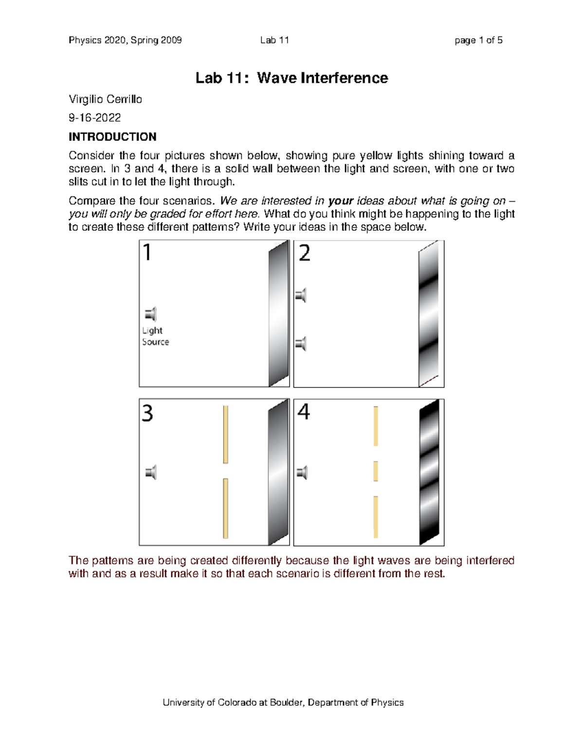 Virgilio Cerrilo PHYS 2 Lab 2 - Lab 11: Wave Interference Virgilio ...
