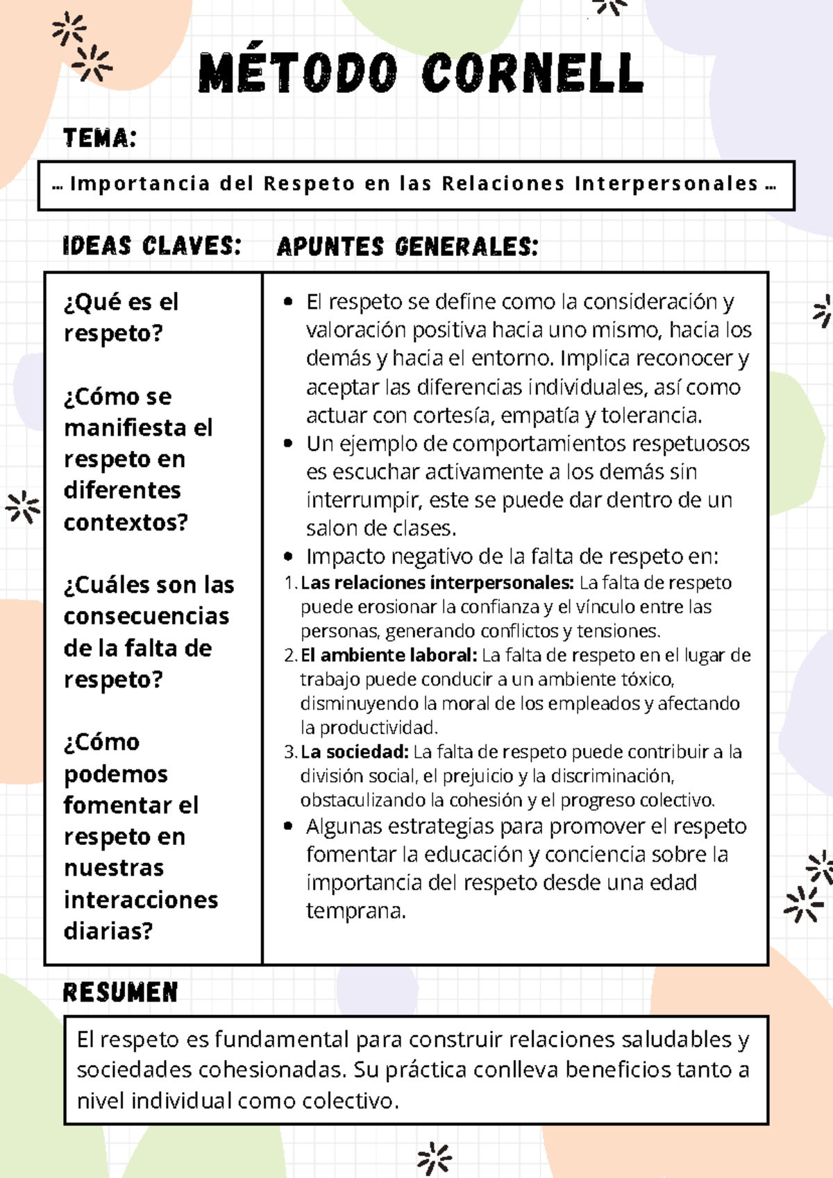 Cornell Note-taking Digital and Printable Worksheet in Colourful Pastel ...