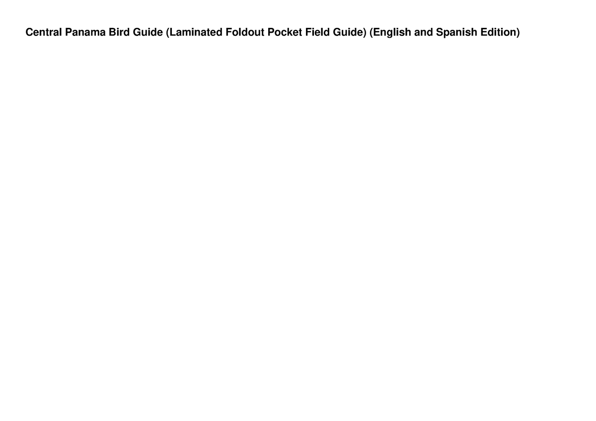 PDF Central Panama Bird Guide (Laminated Foldout Pocket Field Guide ...