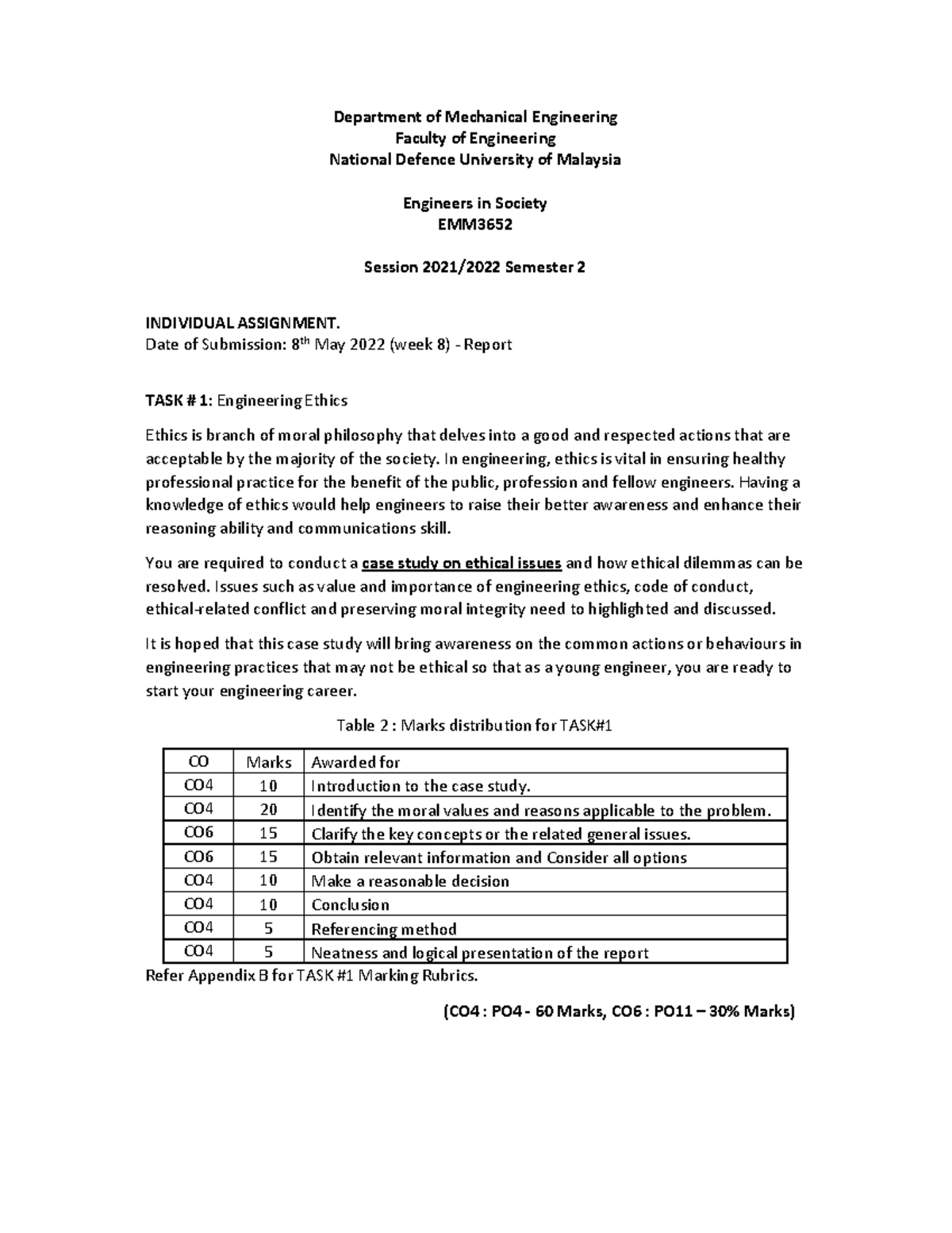 Task1 need to open the doc Department of Mechanical Engineering Faculty of Engineering