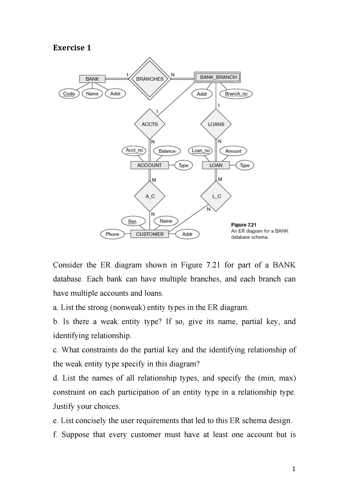 ERD-Exercises - asgdsagdsagdsagasd - 1 **Exercise 1 ** Consider the ER ...