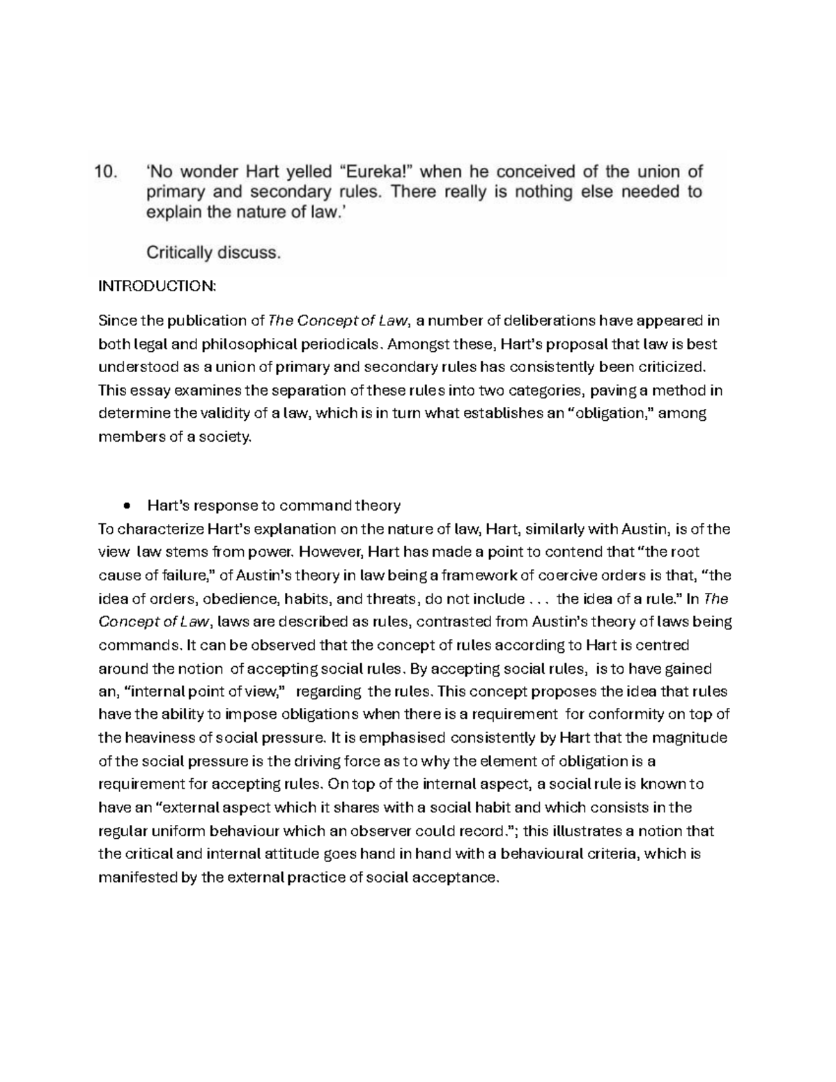 Hart Union Of Primary And Secondary Rules