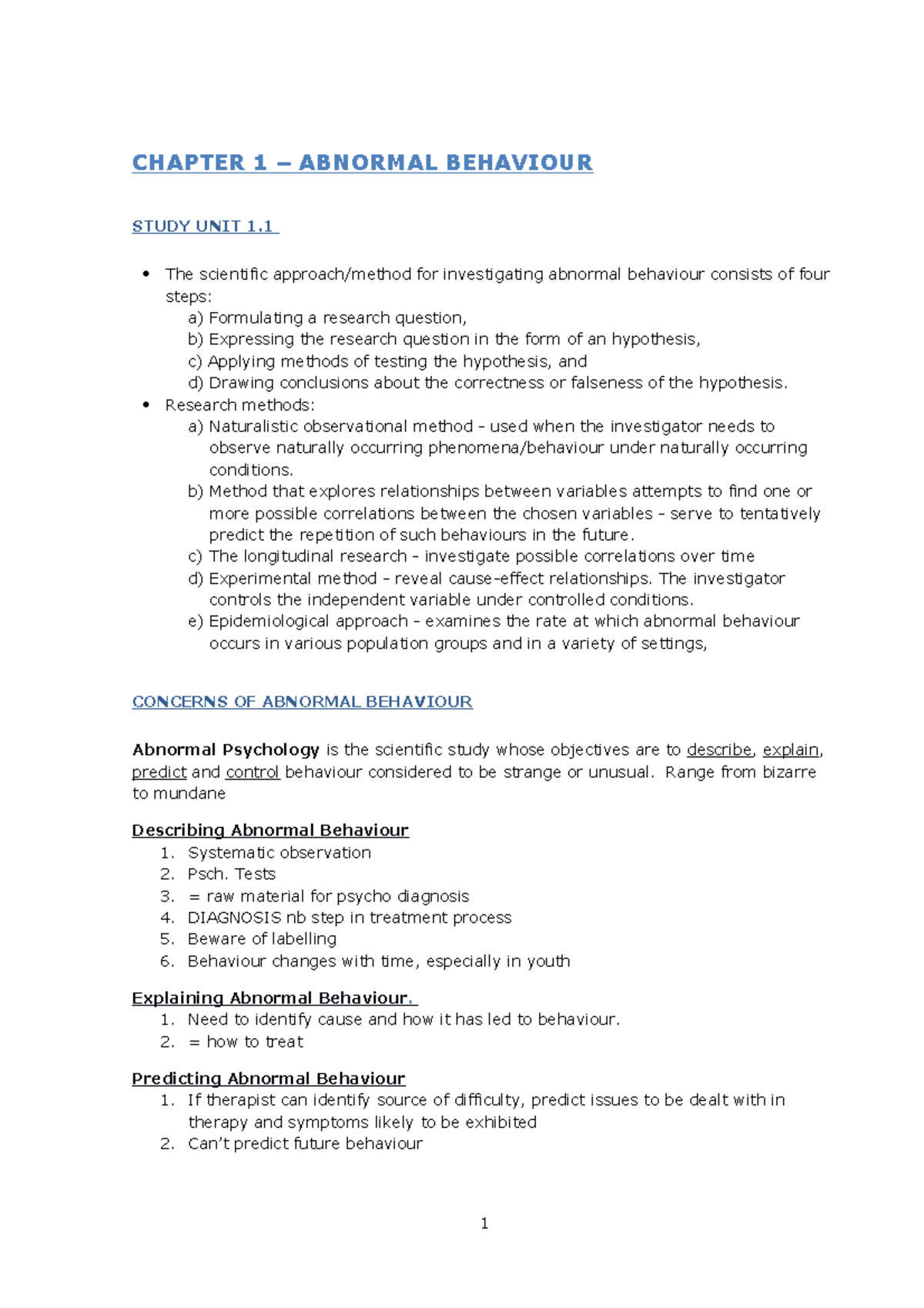 PYC3702 Chapter 1-17p - Summaries - CHAPTER 1 ABNORMAL UNIT scientific ...