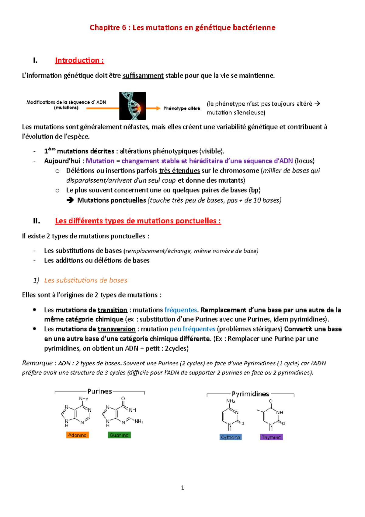 Chap6 Mutation Microbio - Chapitre 6 : Les Mutations En Génétique ...