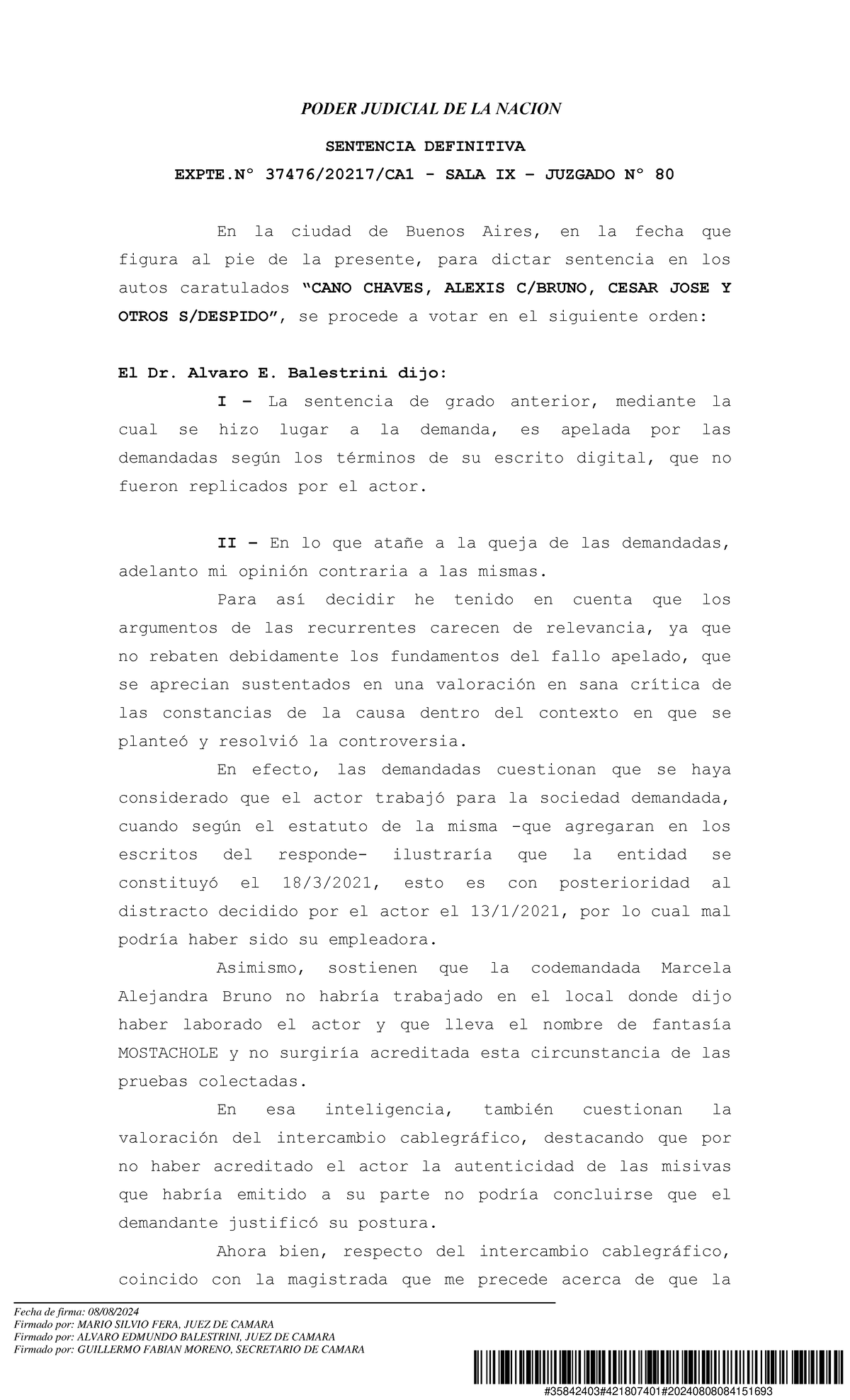 Fallo (11) - PODER JUDICIAL DE LA NACION SENTENCIA DEFINITIVA EXPTEº ...