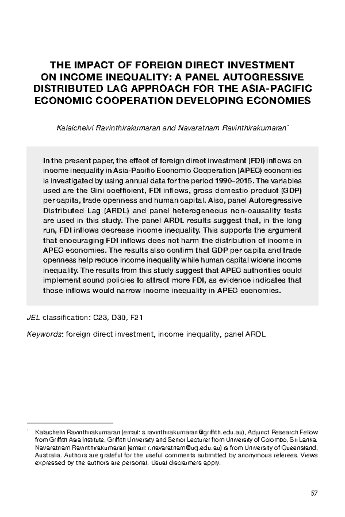Income inequality and FDI - THE IMPACT OF FOREIGN DIRECT INVESTMENT ON ...