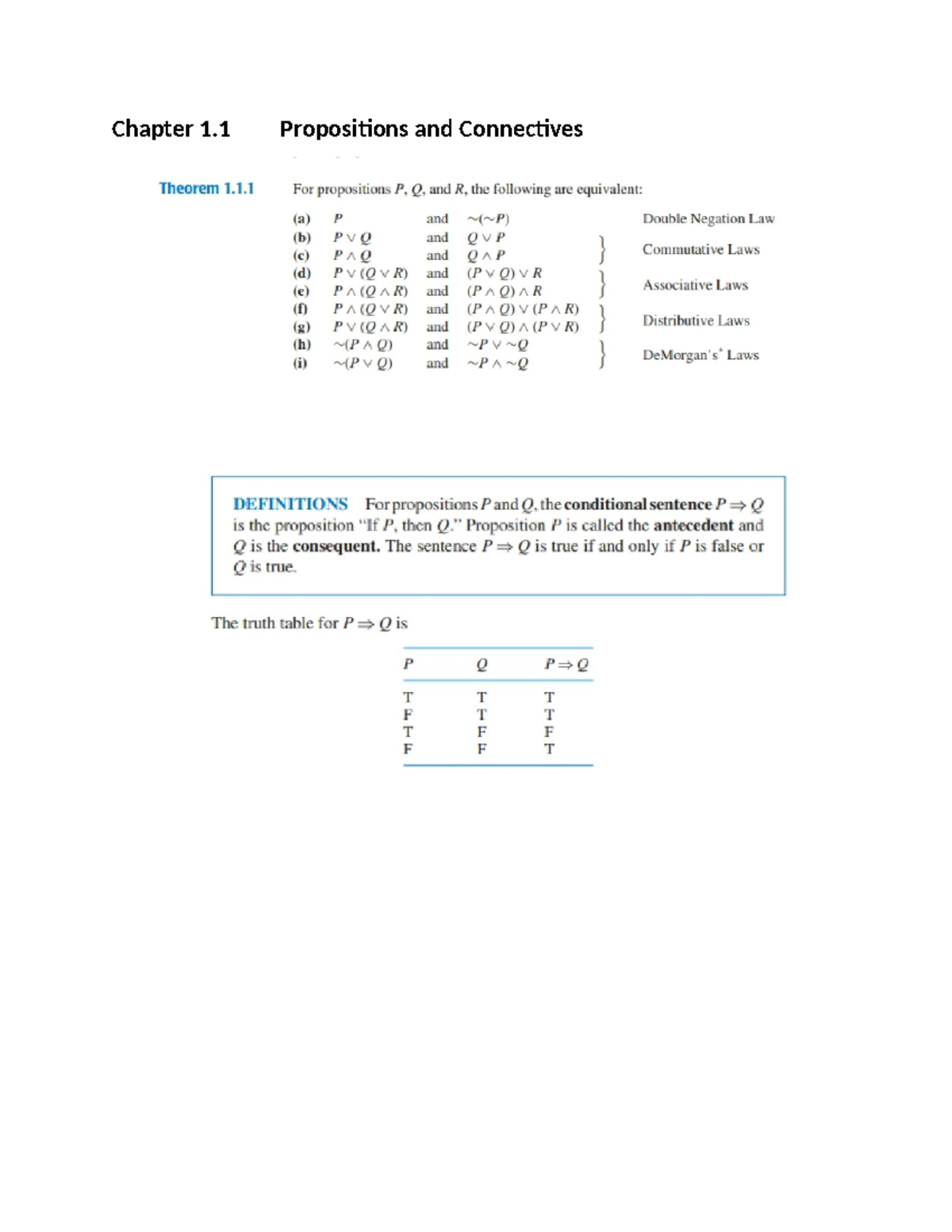 Abstract notes - MATH 113 - Chapter 1 Propositions and Connectives ...
