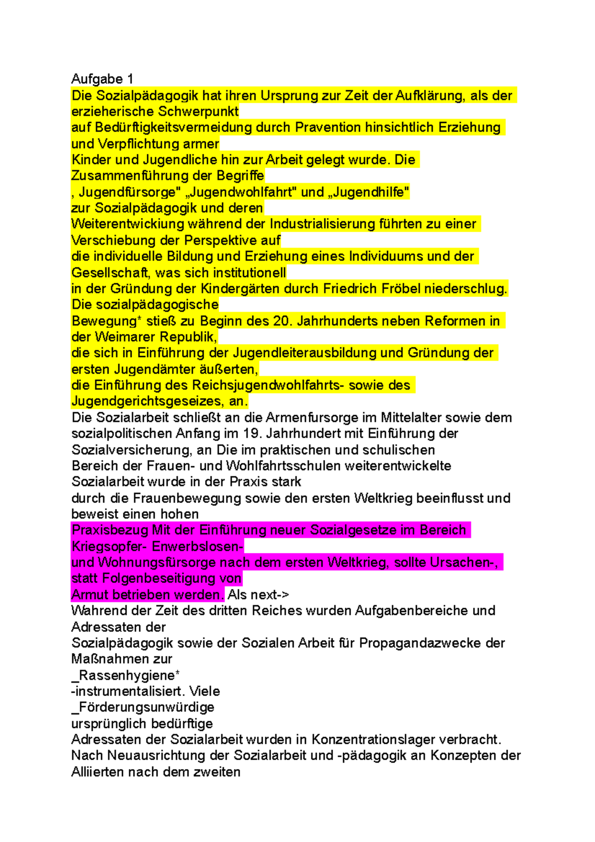 Workbook einführung soziale arbeit 2021 Aufgabe 1 Die Sozialpädagogik hat ihren Ursprung zur
