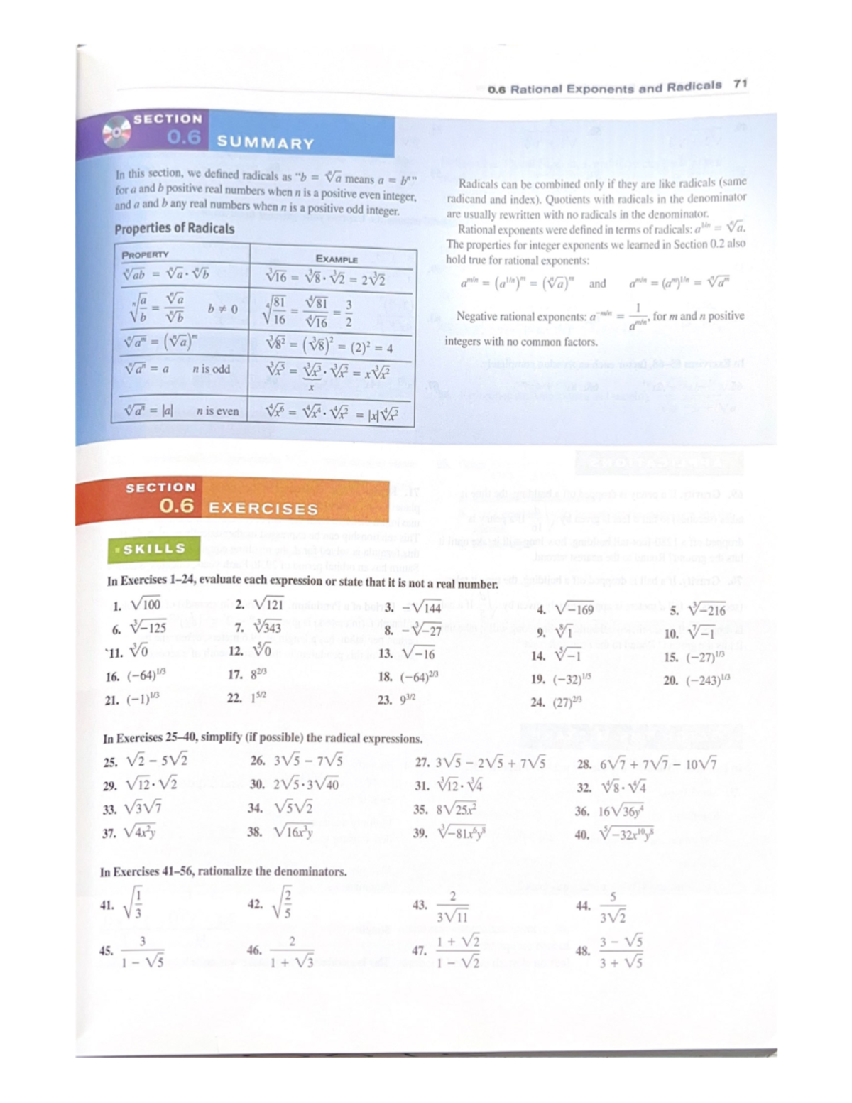 Textbook problems 0 - math - 0 Rational Exponents and Radicals 71 ...