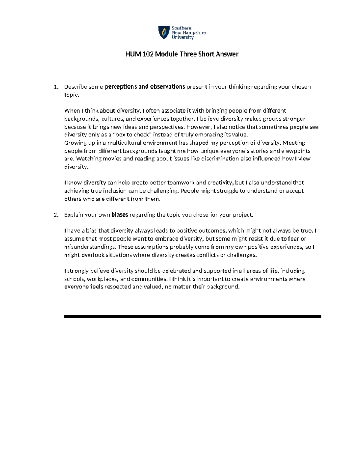 HUM 102 Module Three Short Answer - Describe some perceptions and ...