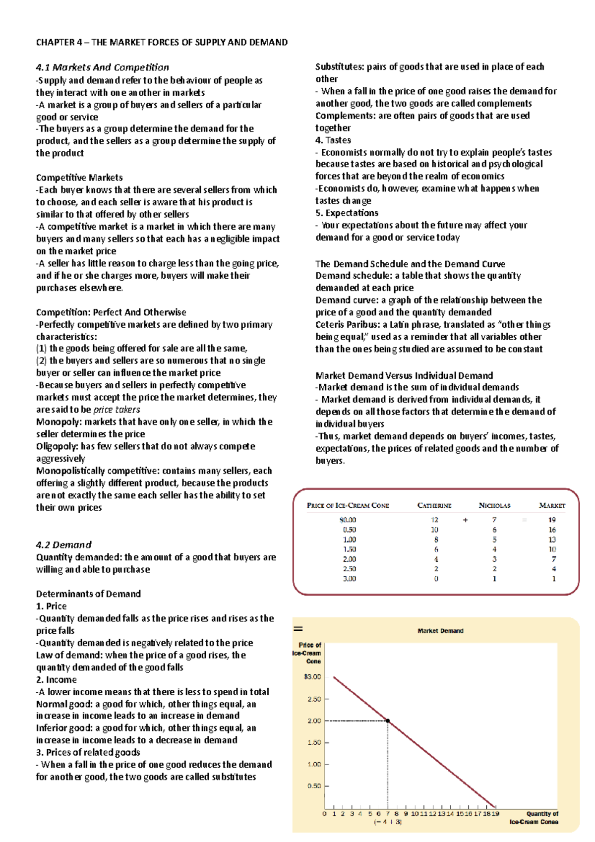 Chapter 4 - THE Market Forces OF Supply AND Demand - CHAPTER 4 – THE ...