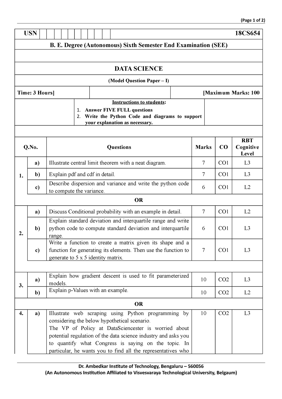 data-science-model-question-paper-1-page-1-of-2-usn-18cs-b-e