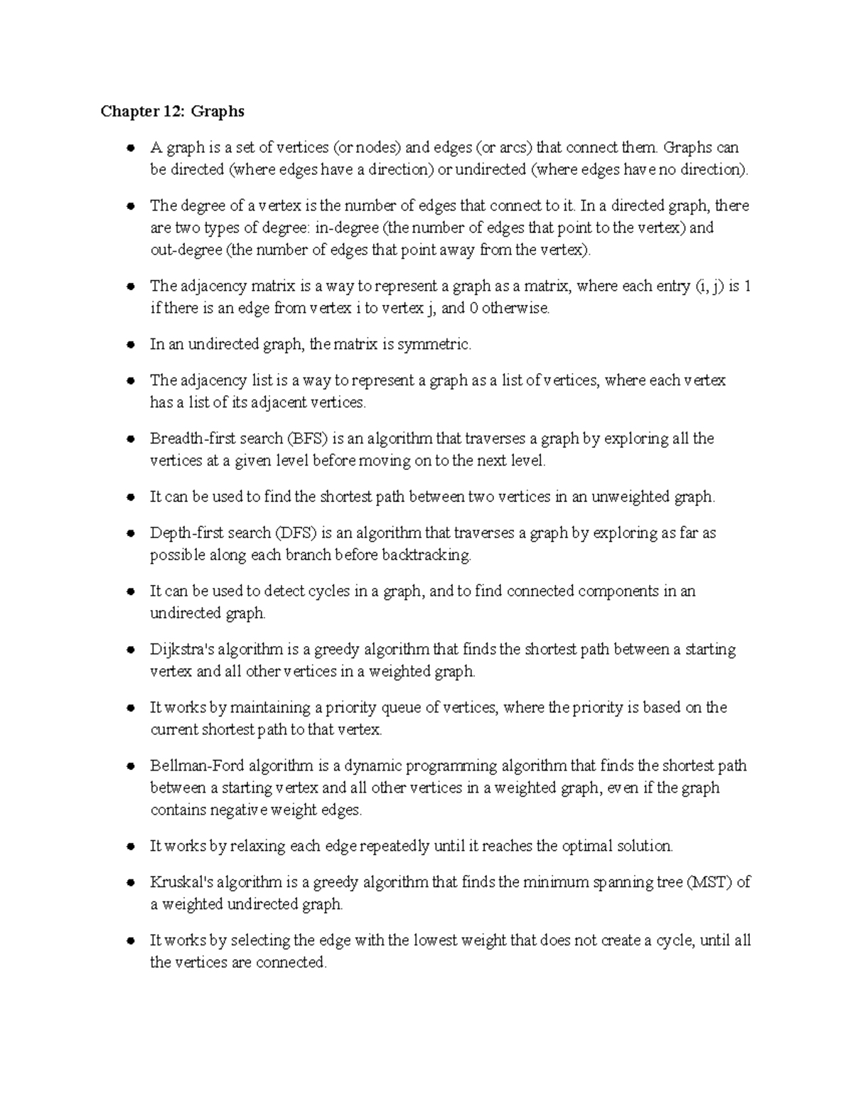 CS 173 Chapter 12 - CS 173 Notes for Ch 12 - Chapter 12: Graphs A graph ...