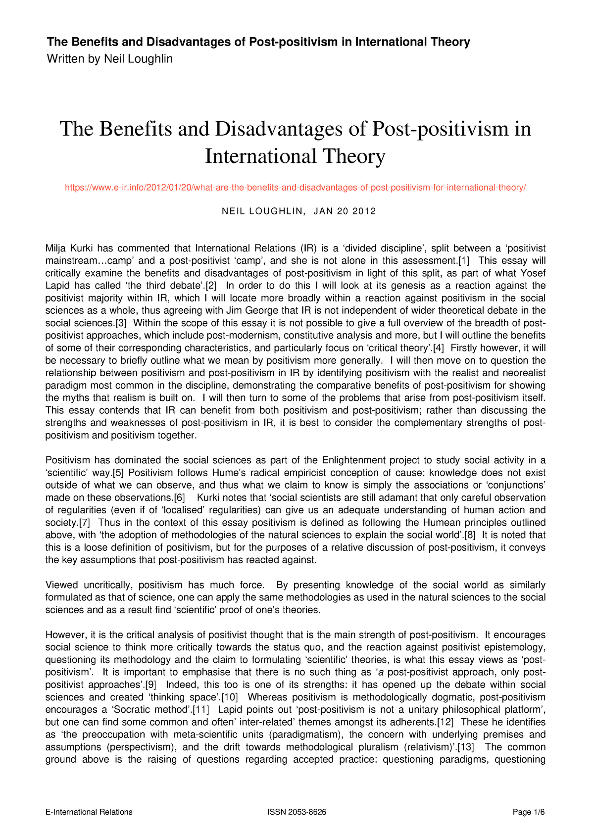 The Benefits And Disadvantages Of Post Positivism In International ...