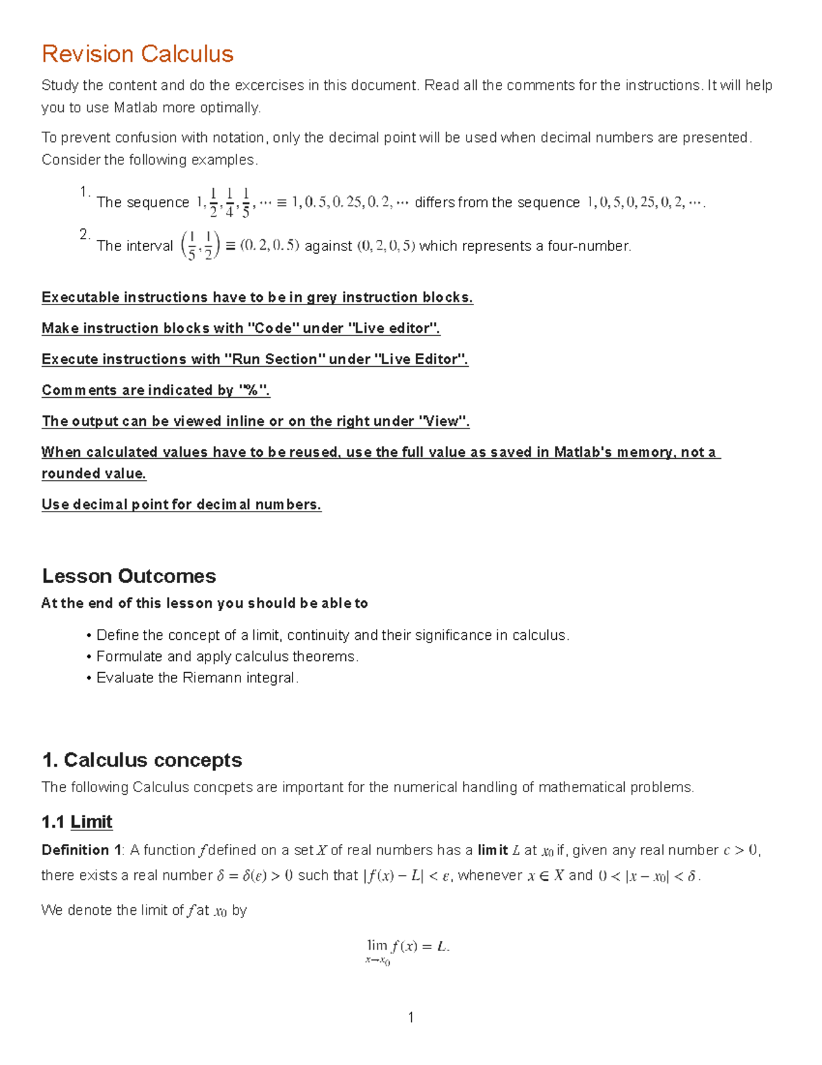 U1-revision calculus - Numerical methods - Revision Calculus Study the ...