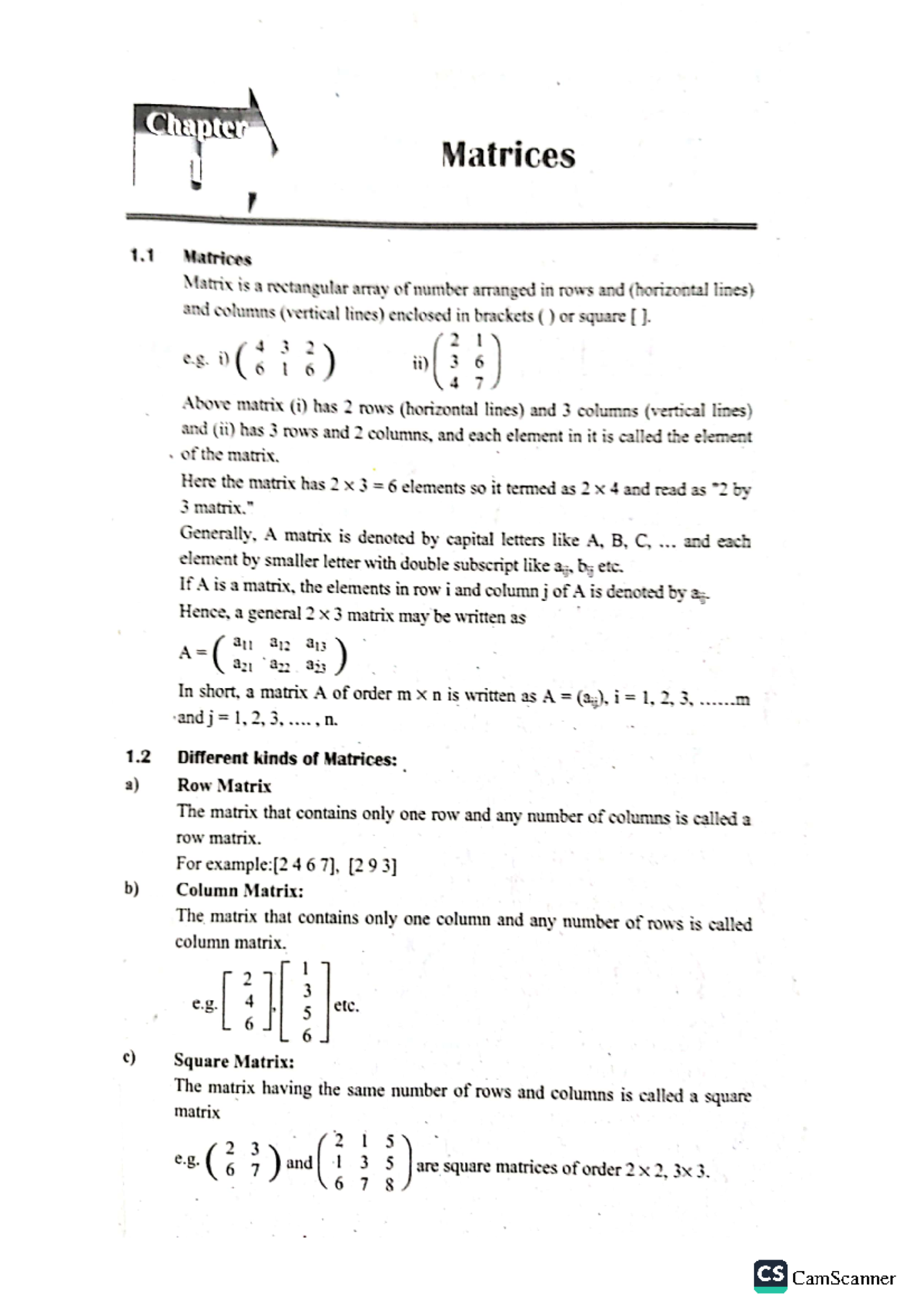 Matrix Chapter one - Algebra and Geometry - Studocu