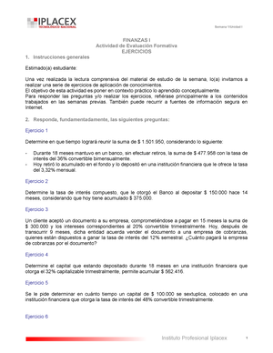 Finanzas - FINANZAS TALLER INSTRUCCIONES GENERALES Una Vez Realizada La ...