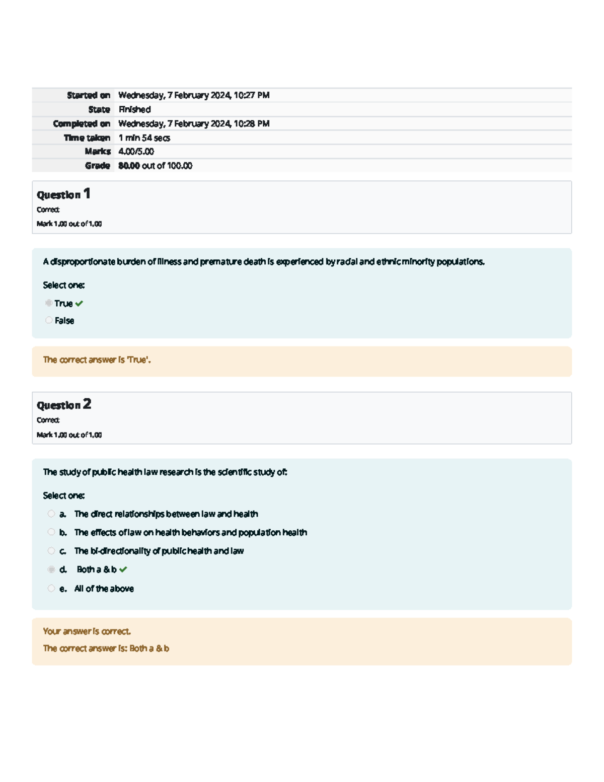 HS 4810 Self-Quiz Unit 1 Attempt review Home - Started on Wednesday, 7 ...