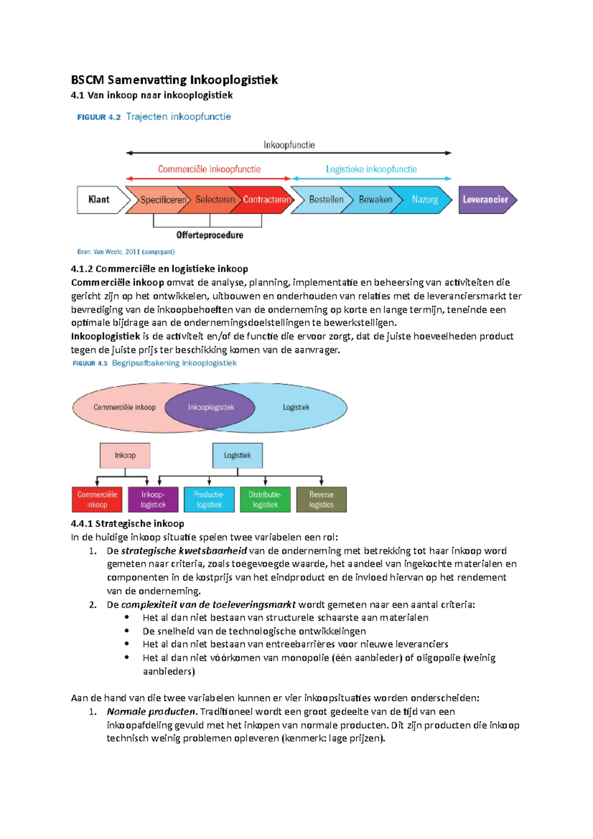 B SCM Samenvatting Inkooplogistiek - 1 Commerciële En Logistieke Inkoop ...