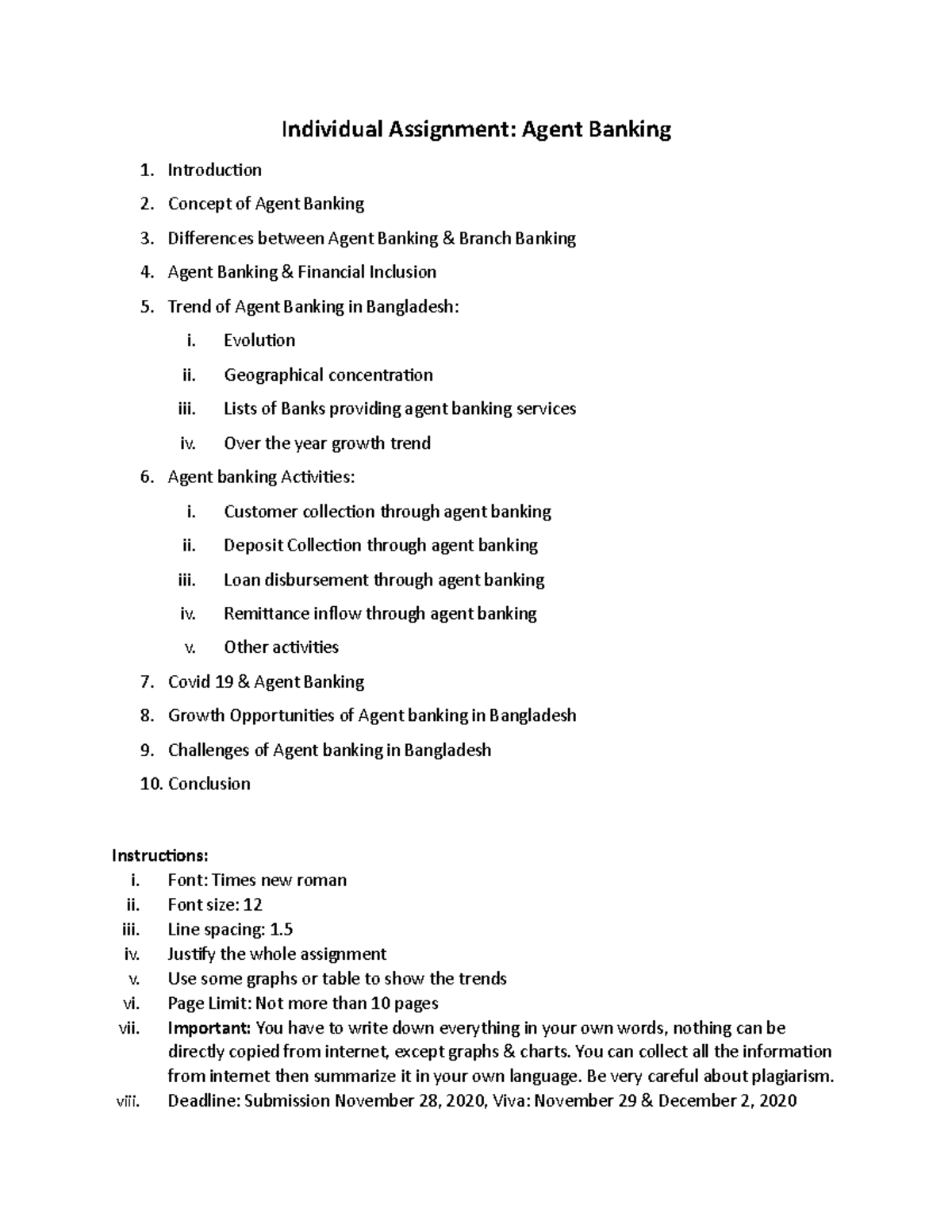 Assignment on Agent banking of organizational behaviour - Individual ...