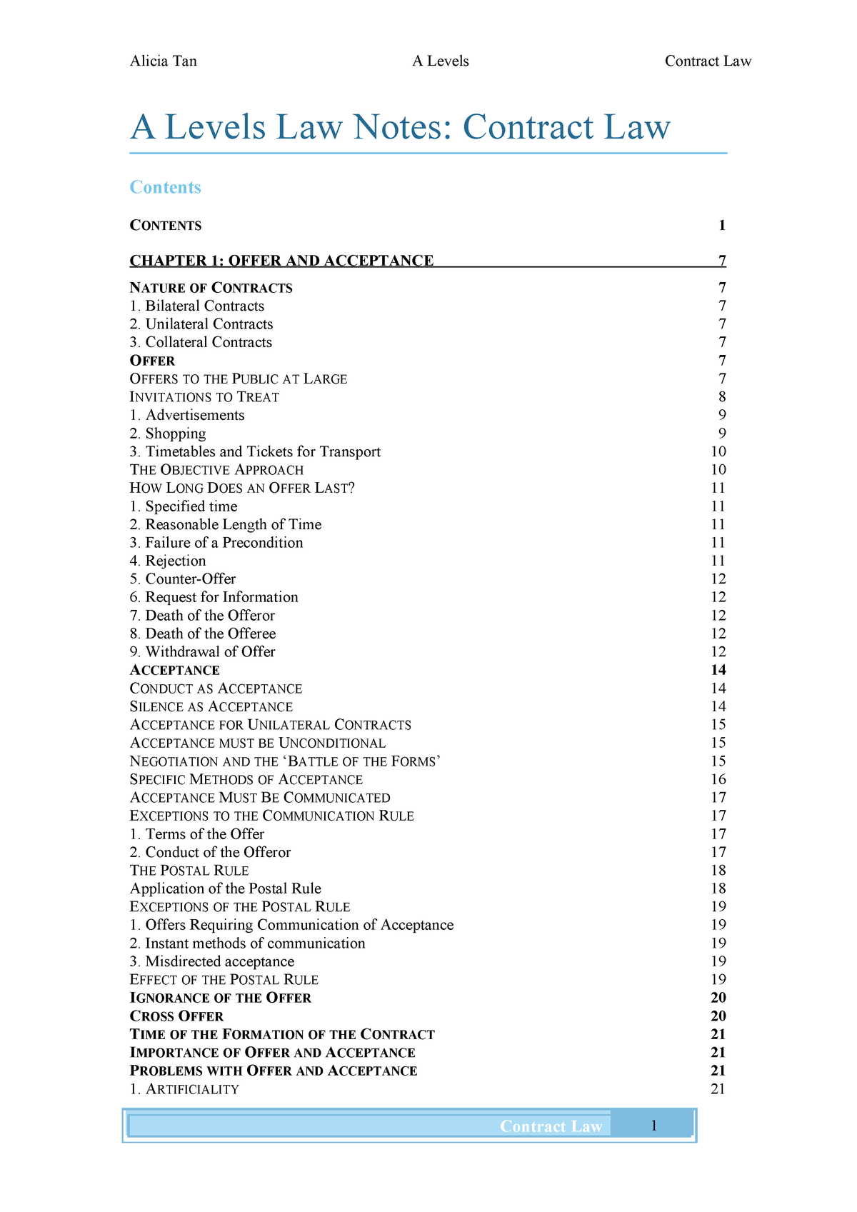 Contract Law Notes A Level Law L100 Cam Studocu - 