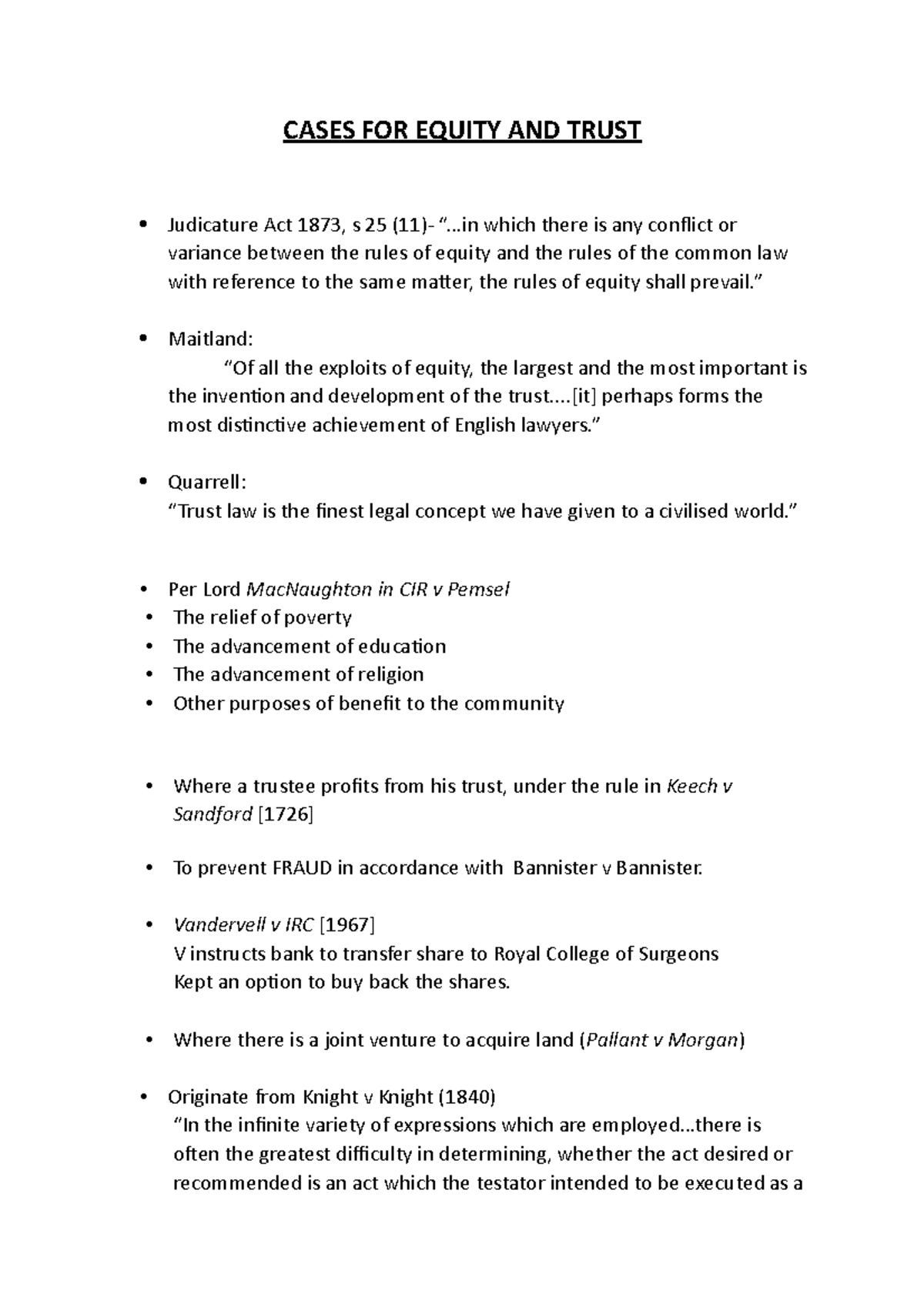 Law Cases for Equity and Trust CASES FOR EQUITY AND TRUST Judicature