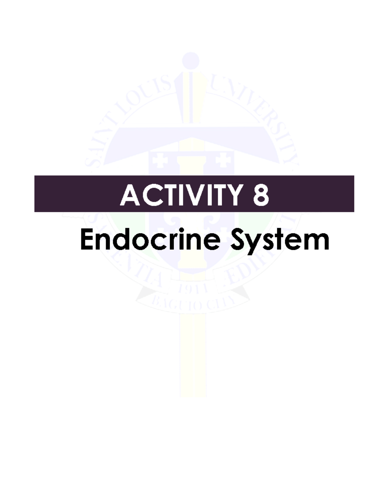 8 Endocrine copy - Kakkakaka, - ACTIVITY 8 Endocrine System Unit 8 THE ...