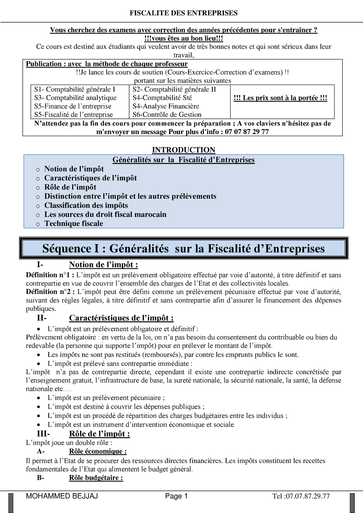 Fiscalite DES Entreprises Introduction - Vous Cherchez Des Examens Avec ...