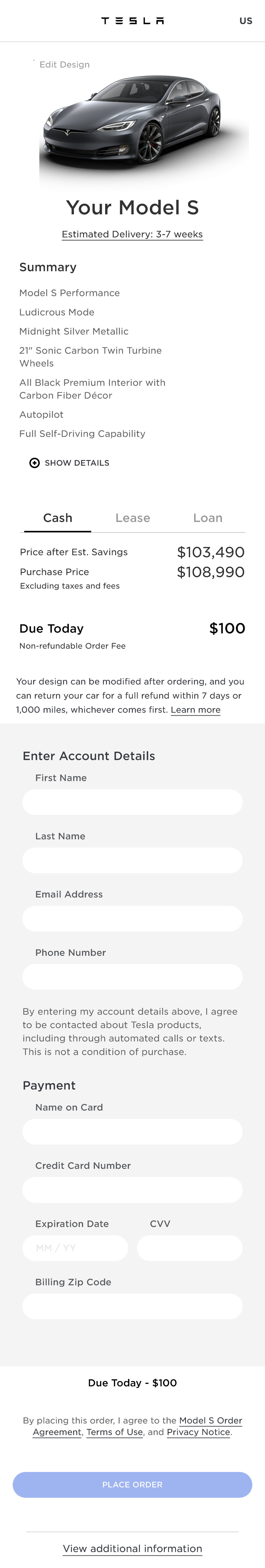 Design Your Model S Tesla - Estimated Delivery: 3-7 Weeks Edit Design ...