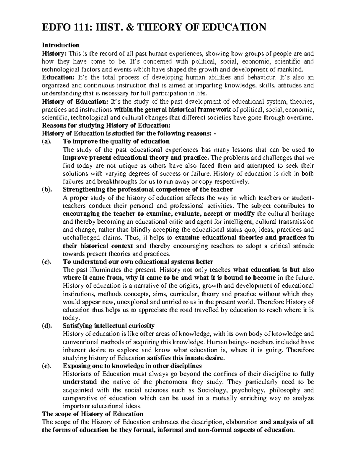 EDFO 111 Lesson 1 2024 - Get to learn history of education. Get all the ...