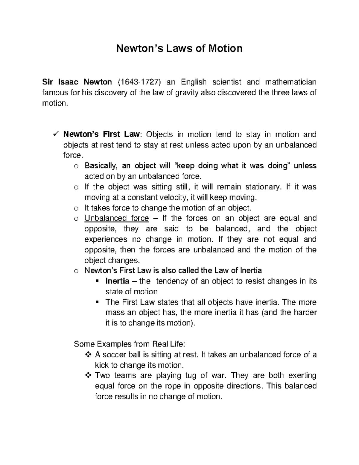 Newtons Law of Motion - Science Grade 11 - Newton’s Laws of Motion Sir ...