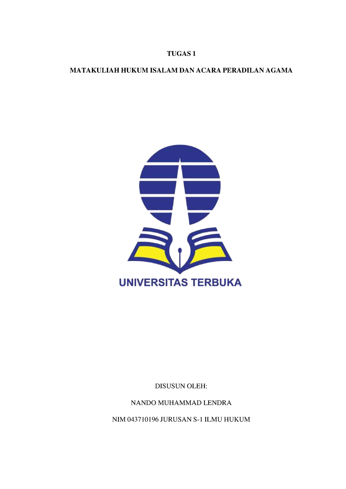 Tugas 1 Hukum Islam DAN Acara Peradilan Agama Nando - TUGAS 1 ...