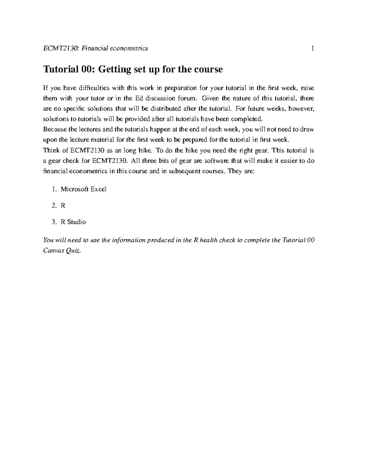 Tutorial 00 instructions - Tutorial 00: Getting set up for the course ...