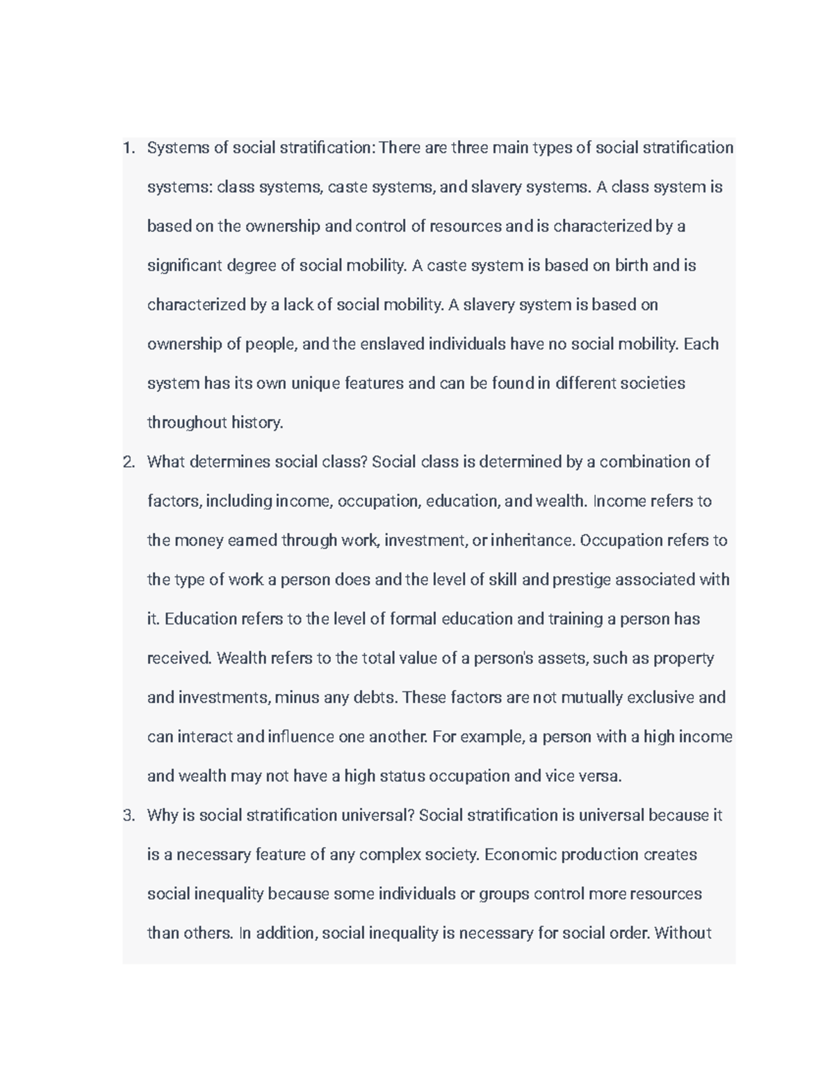 Global Stratification - Systems of social stratification: There are ...