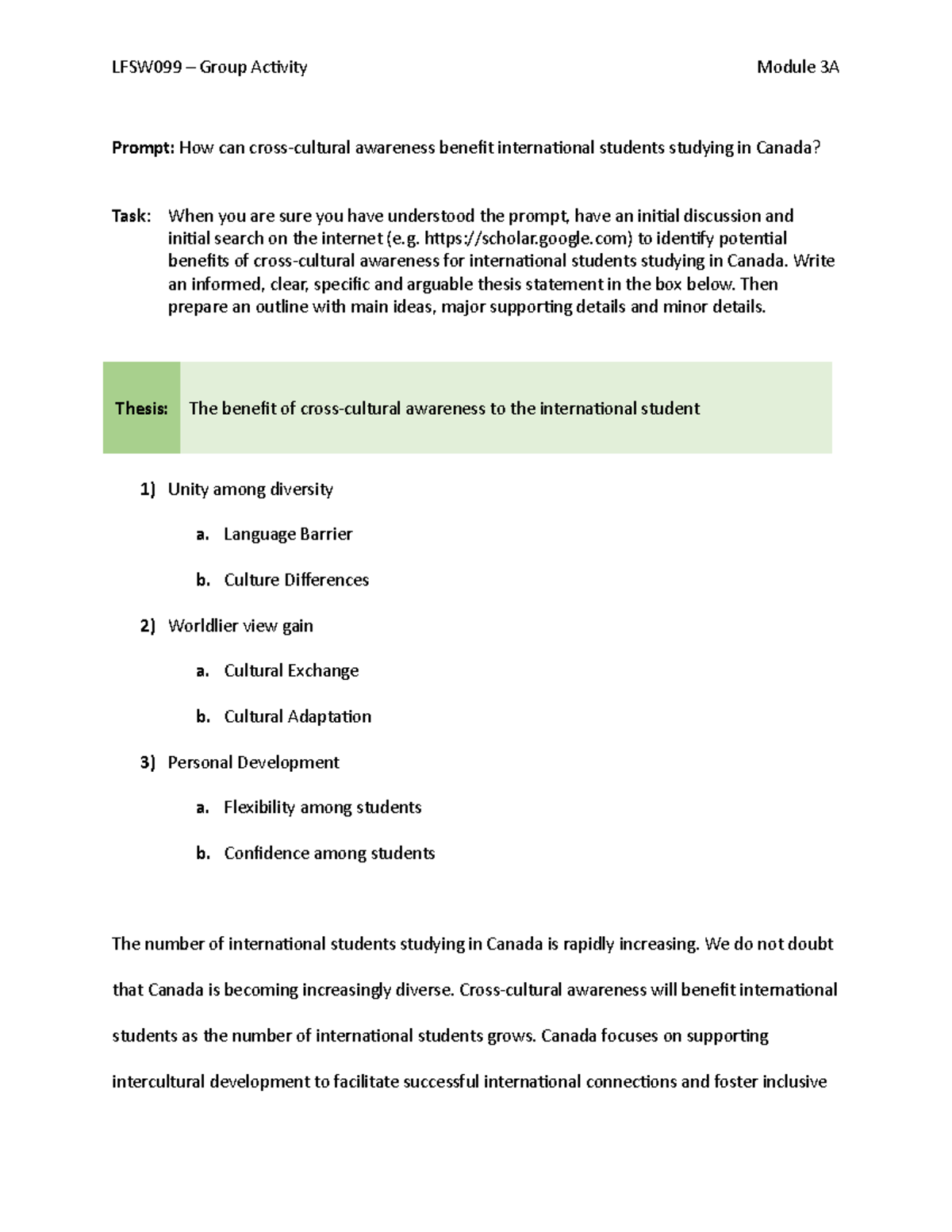 LSFW - Module 3A-Group Task - LFSW099 – Group Activity Module 3A Prompt ...