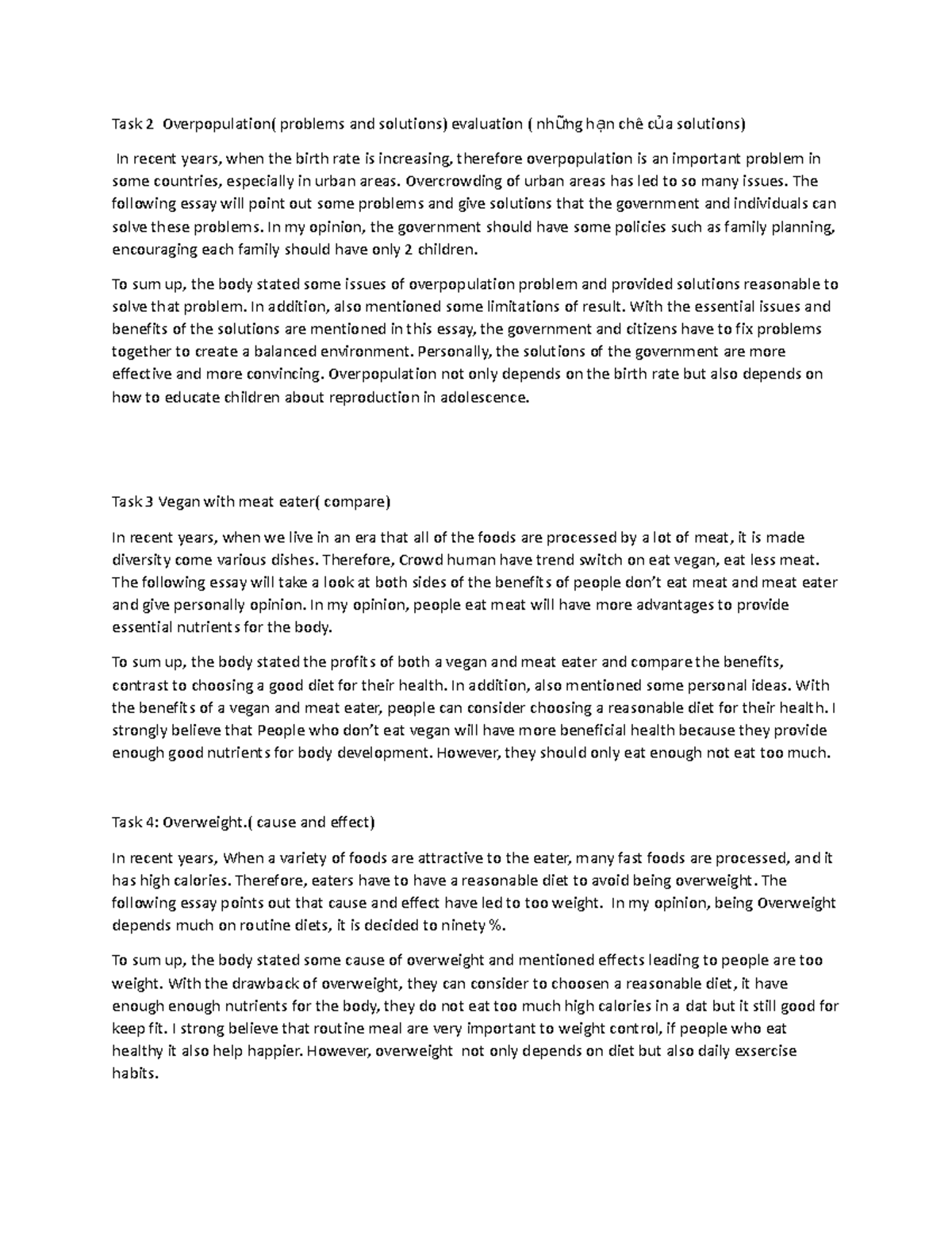 Academic writing - Yes sir - Task 2 Overpopulation( problems and ...