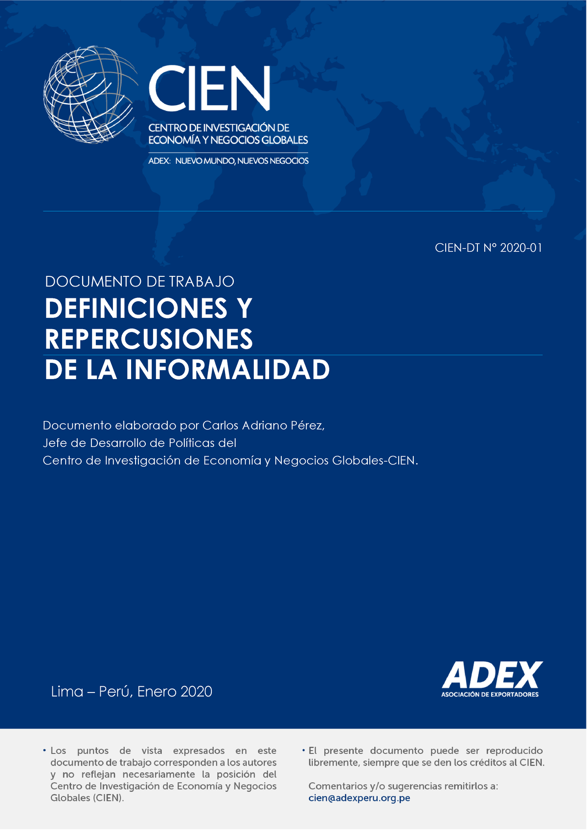 Definiciones Y Repercusiones De La Informalidad DT 2020 01 - CIEN-DT N∞ ...