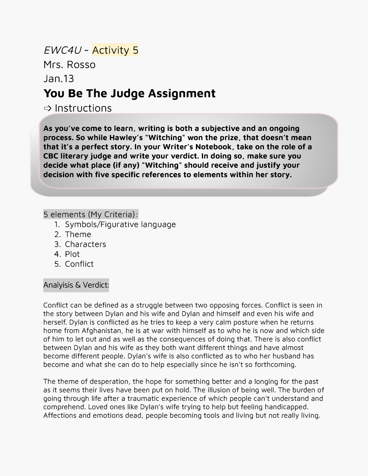 you be the judge assignment