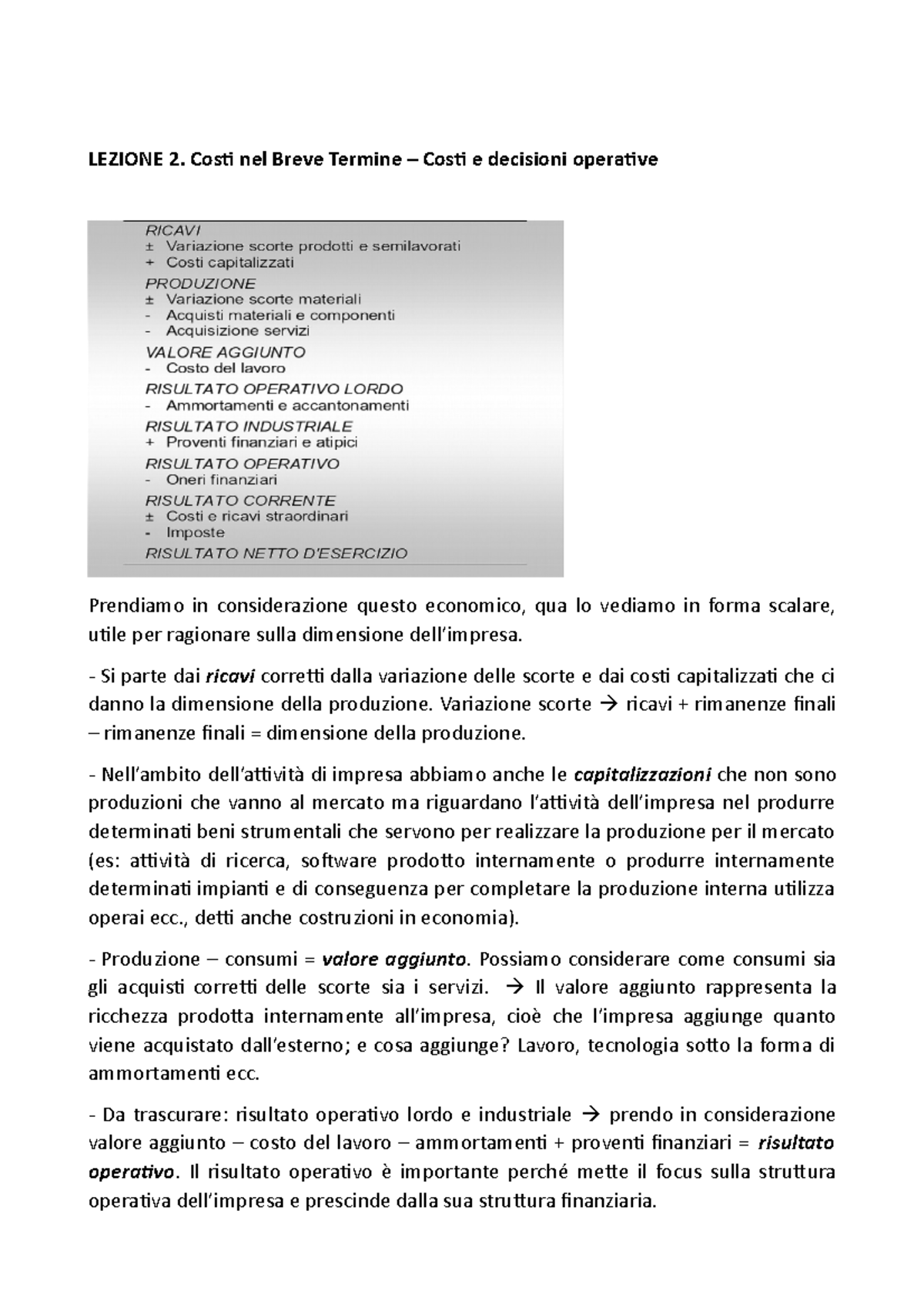 Lezione 2 costi e decisioni operative - Economia e gestione delle ...