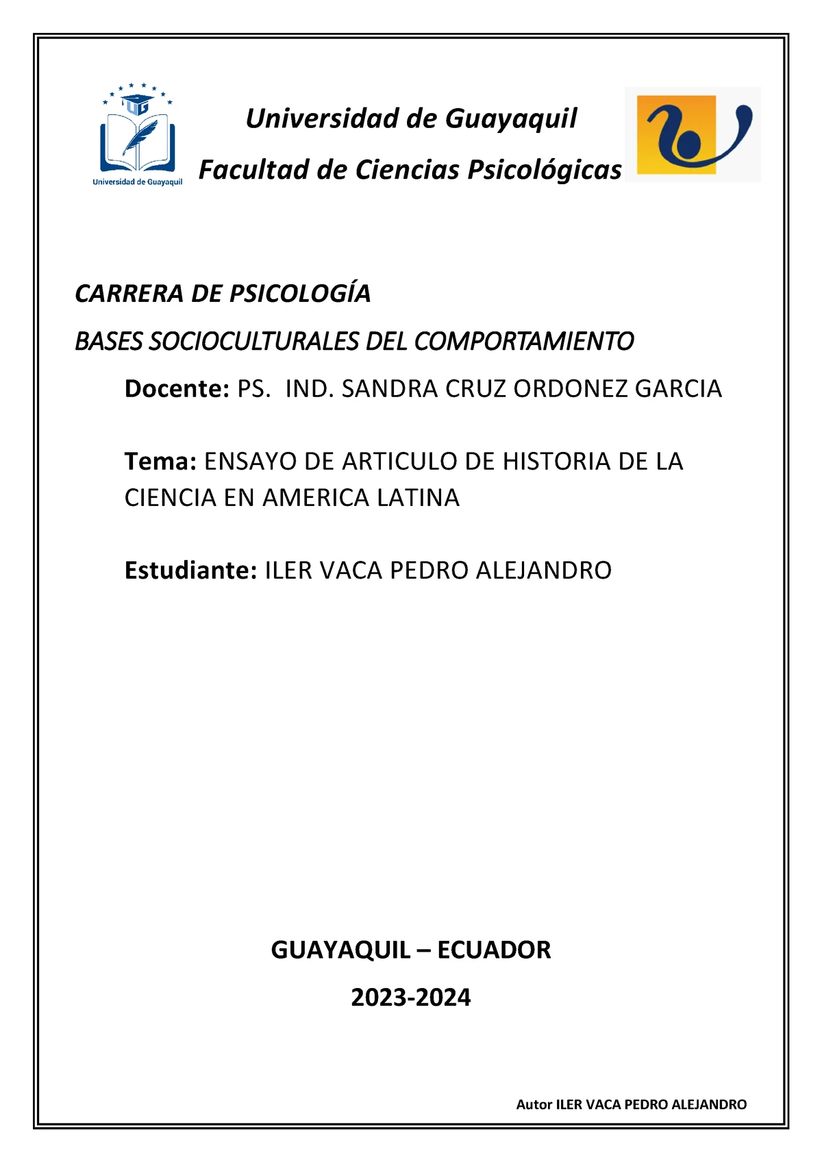 Las ciencias sociales en América Latina Ensayo ILER VACA - Universidad de  Guayaquil Facultad de - Studocu