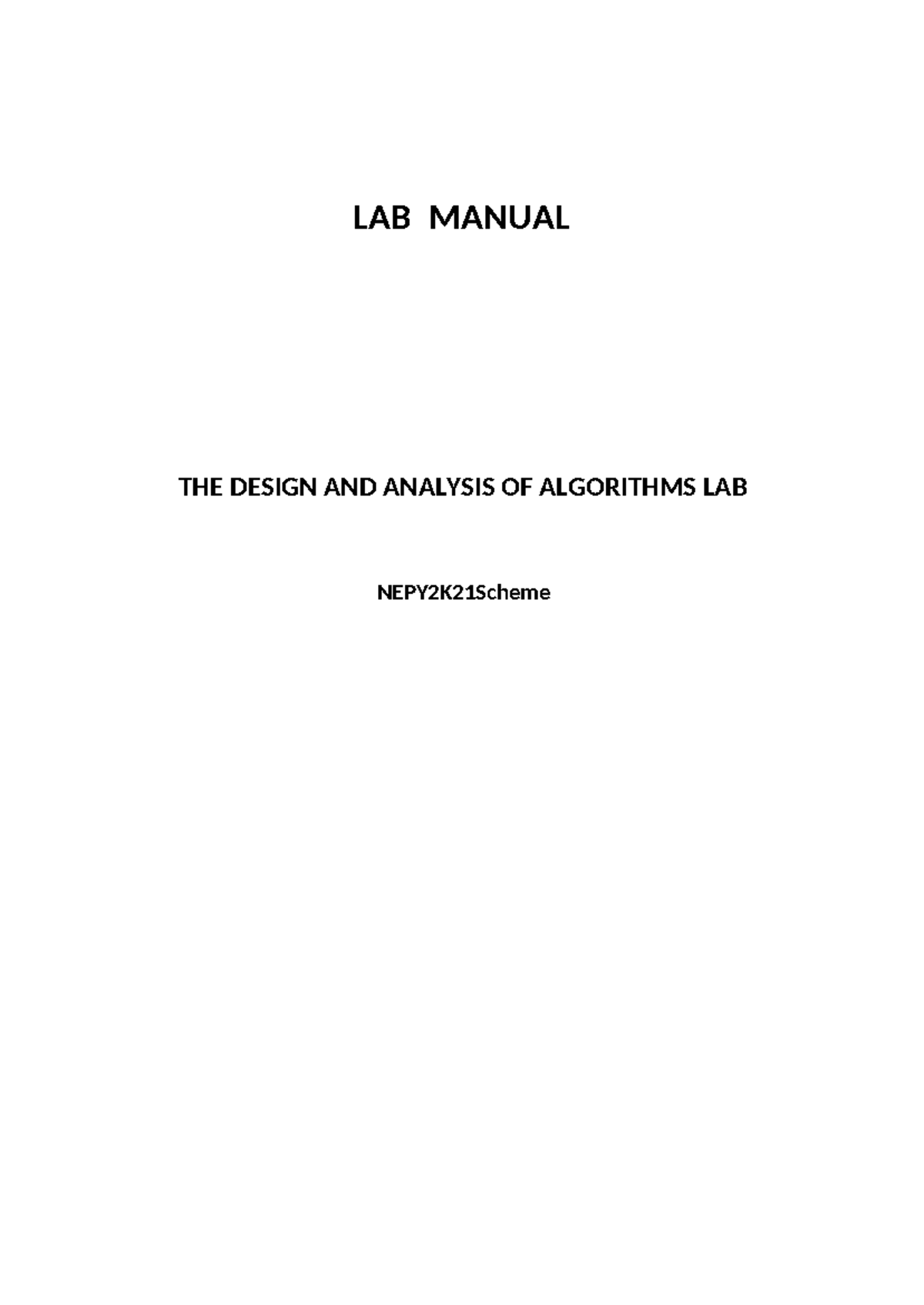 DAA lab Manual - LAB MANUAL THE DESIGN AND ANALYSIS OF ALGORITHMS LAB ...