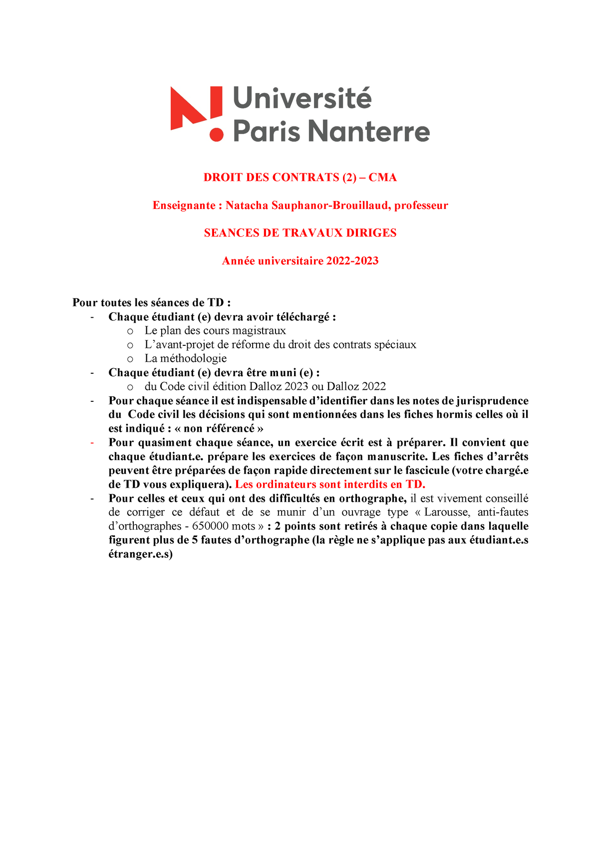 Fiche TD - Droit Des Contrats 2 - DROIT DES CONTRATS (2) – CMA ...