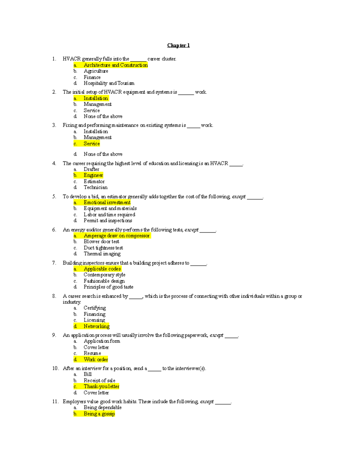 Modern Refrigeration&Air Chapter 1 Review - Chapter 1 HVACR generally ...