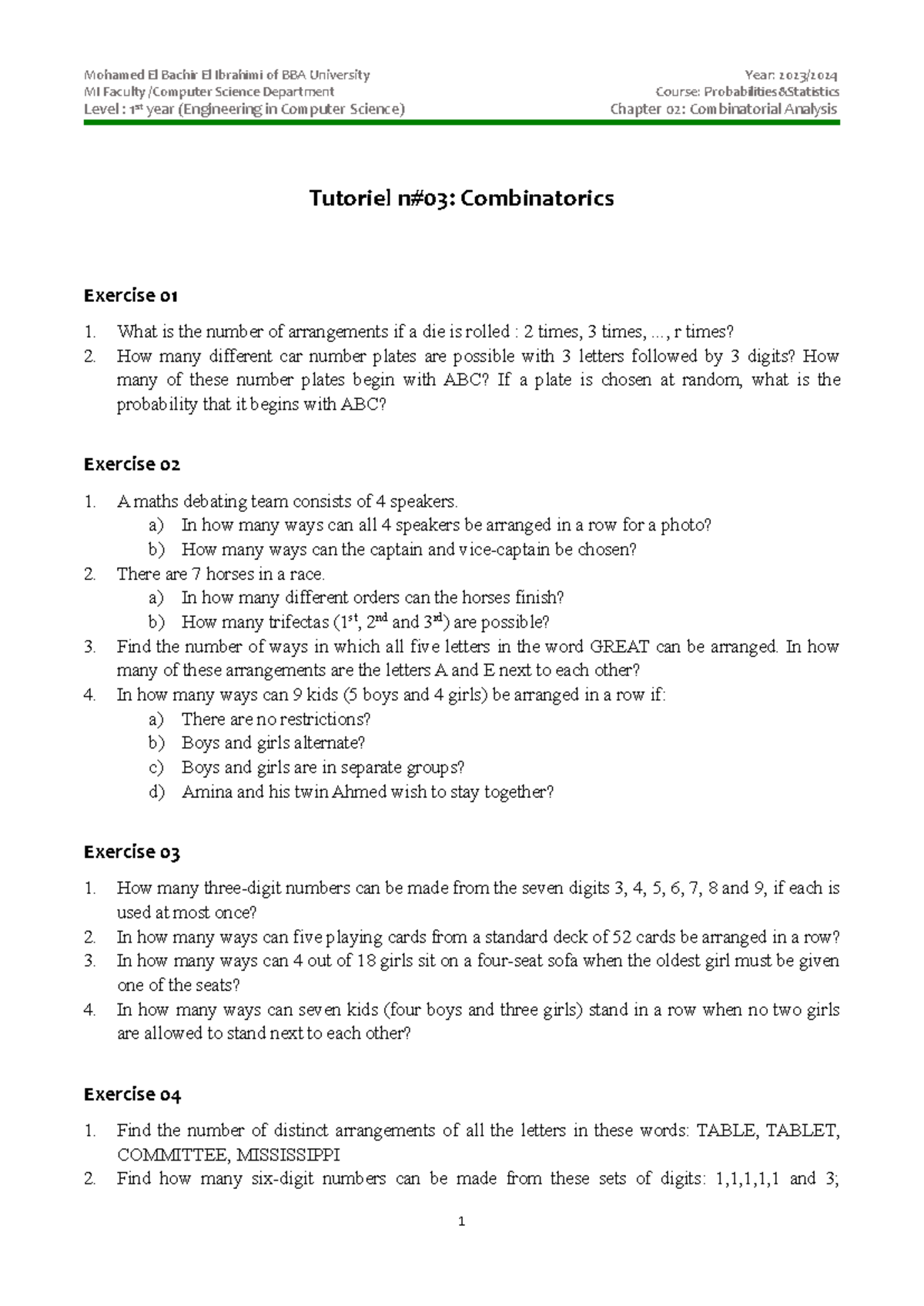 Proba Stat TD03 - Tutoriel N#3 - Mohamed El Bachir El Ibrahimi of BBA 