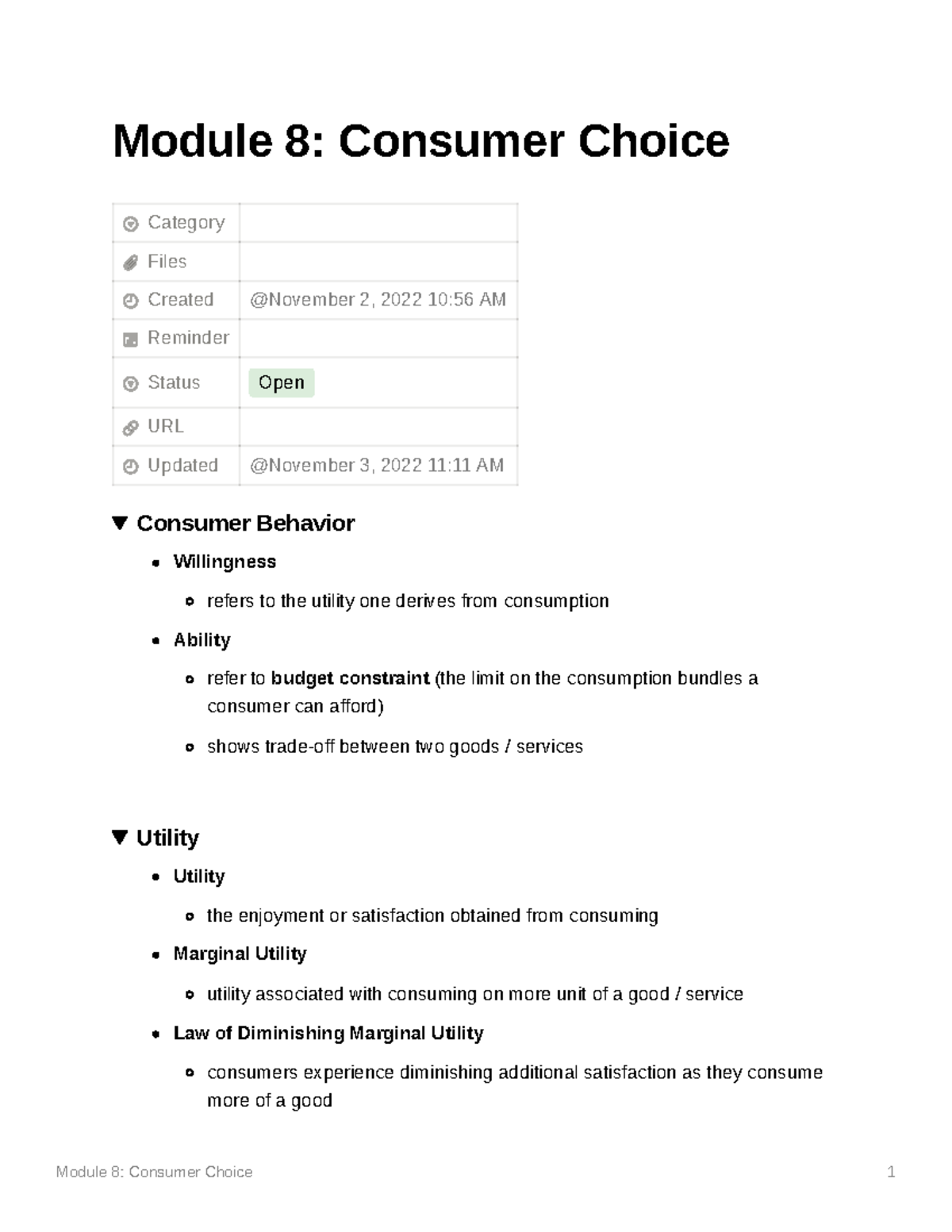 Module 8 Consumer Choice Module 8 Consumer Choice 1 Module 8