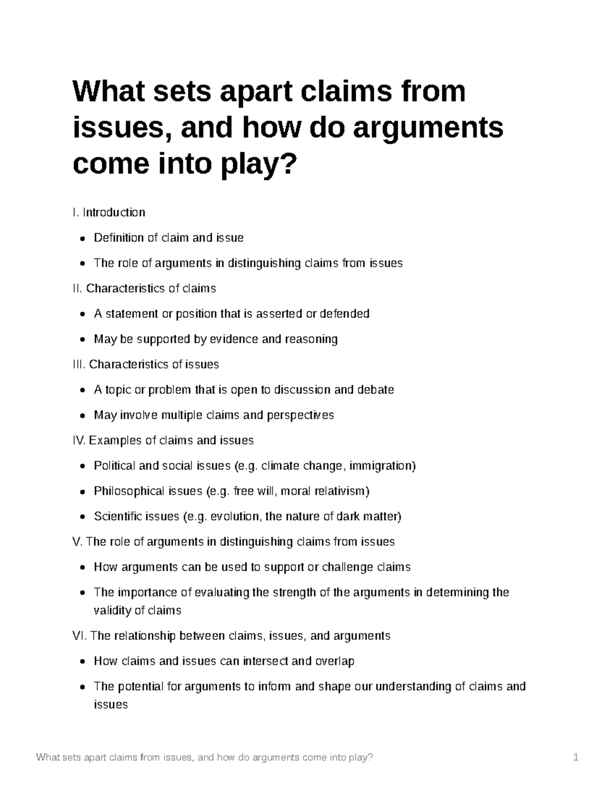 what-sets-apart-claims-from-issues-and-how-do-arguments-come-into-play