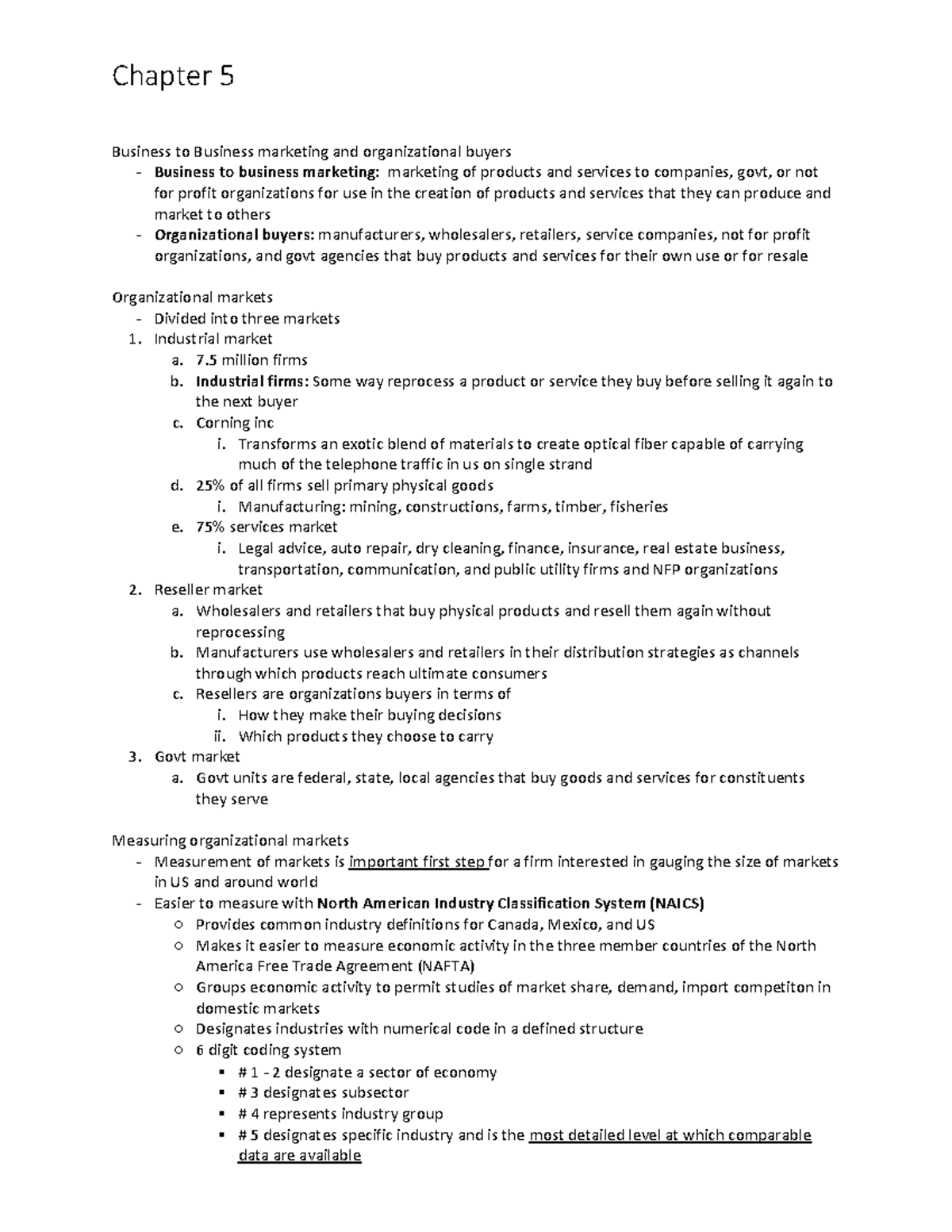 Chapter 5 lecture - business to business marketing, organizational ...