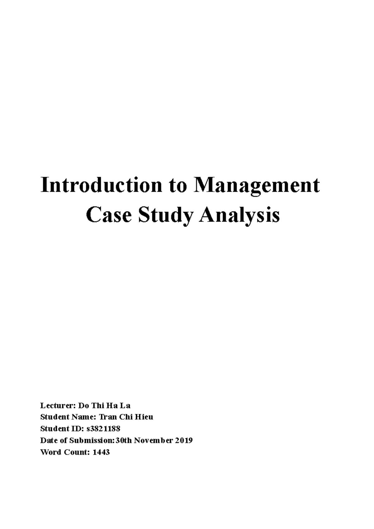 introduction to management case study