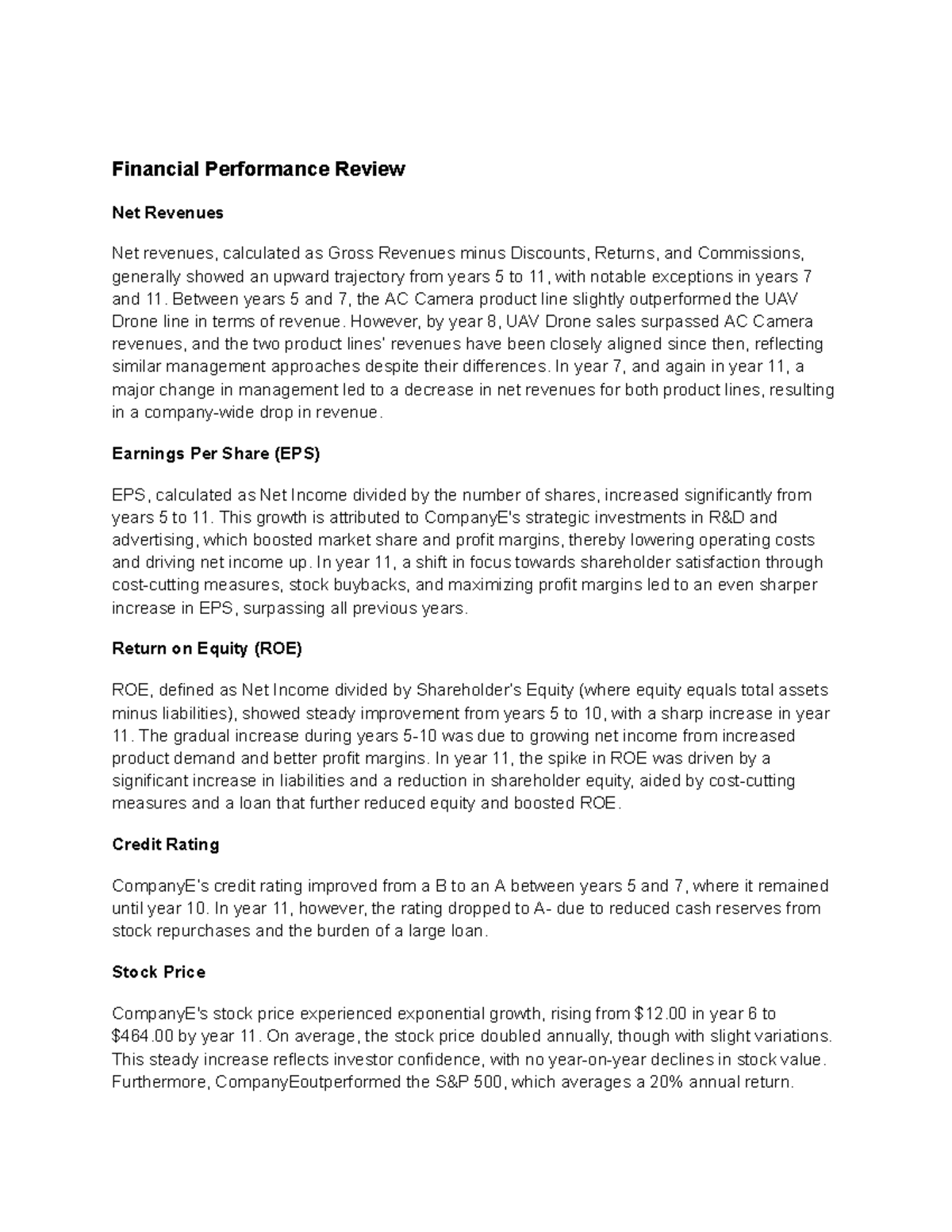 GLO-BUS Annual Report - Financial Performance Review Net Revenues Net ...
